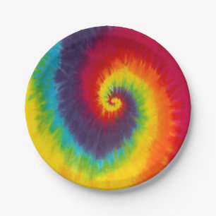 Rainbow Swirl Tie Dye Groovy Cool Colorful Paper Plates