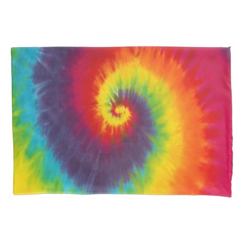 Rainbow Swirl Tie Dye Groovy Cool Colorful Pillow Case