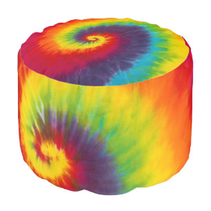 Rainbow Swirl Tie Dye Groovy Cool Colorful Pouf