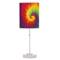 Rainbow Swirl Tie Dye Groovy Cool Colorful Table Lamp