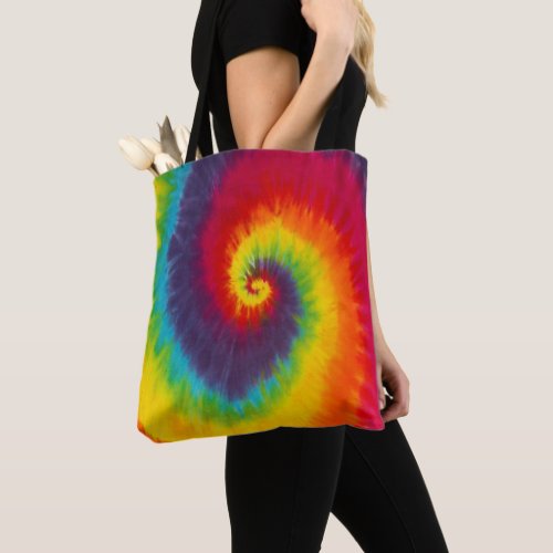 Rainbow Swirl Tie Dye Groovy Cool Colorful Tote Bag