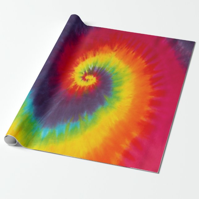 Rainbow Swirl Tie Dye Groovy Cool Colorful Wrapping Paper (Unrolled)