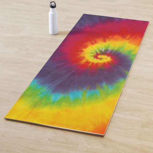 Rainbow Swirl Tie Dye Groovy Cool Colorful Yoga Mat