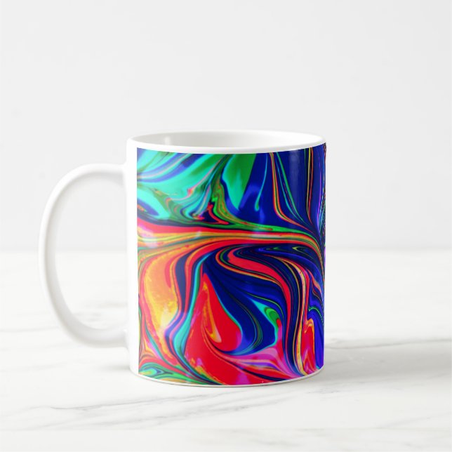 Rainbow Swirl Trippy Glow Stick Coffee Mug (Left)