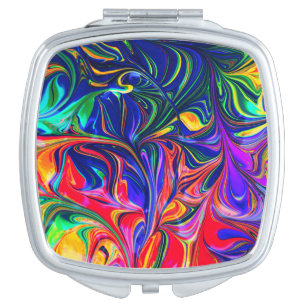 Rainbow Swirl Trippy Glow Stick Compact Mirror
