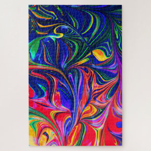 Rainbow Swirl Trippy Glow Stick Jigsaw Puzzle