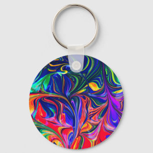 Rainbow Swirl Trippy Glow Stick Keychain