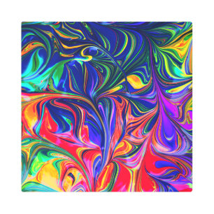 Rainbow Swirl Trippy Glow Stick Metal Print