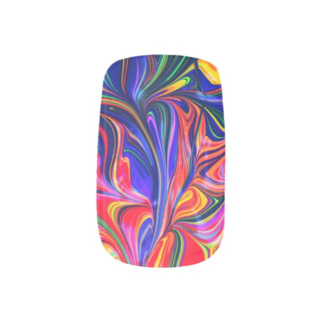 Rainbow Swirl Trippy Glow Stick Minx Nail Art (Right Thumb)
