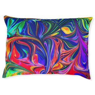 Rainbow Swirl Trippy Glow Stick Pet Bed