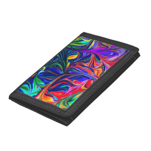Rainbow Swirl Trippy Glow Stick Tri-fold Wallet