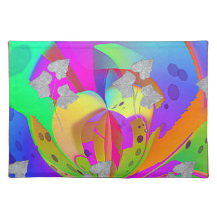 Rainbow Swirl With Leaves Cloth Placemat