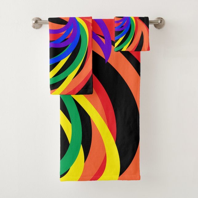 Rainbow Swirls Abstract Bath Towels (Insitu)