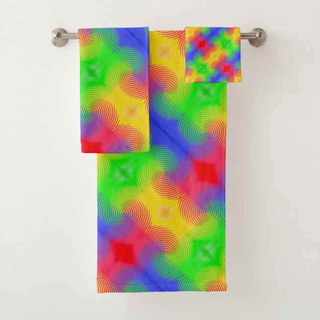 Rainbow Swirls Abstract Design Bath Towels (Insitu)