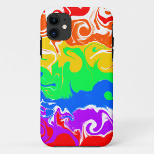Rainbow Swirls Abstract Fluid Art iPhone 11 Case