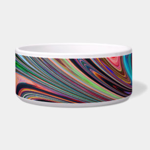 rainbow swirls cat food bowl