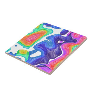 Rainbow Swirls Ceramic Tile