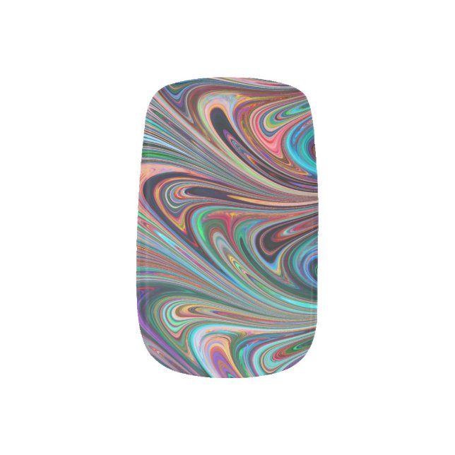 rainbow swirls minx nail art (Left Thumb)