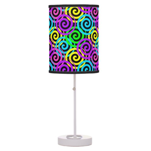 Rainbow Swirls Neon Teen Girls  Table Lamp