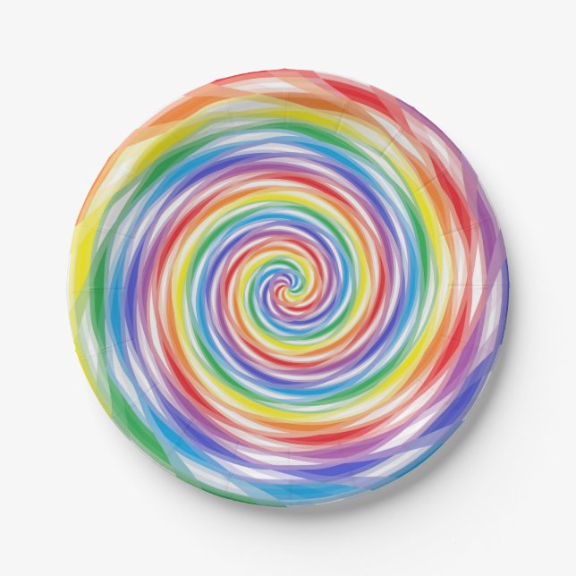 Rainbow Swirls Paper Plates (Front)