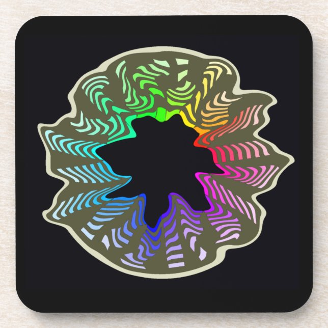 Rainbow Swish Coaster with Cork Backing (Front)