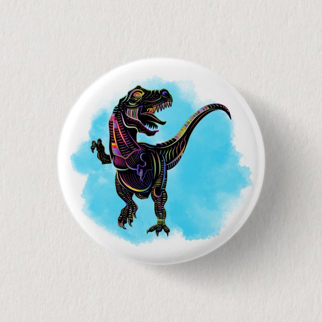 Rainbow T-Rex Button (Front)