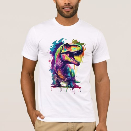 Rainbow T_Rex Dinosaur Digital Art T_Shirt Design