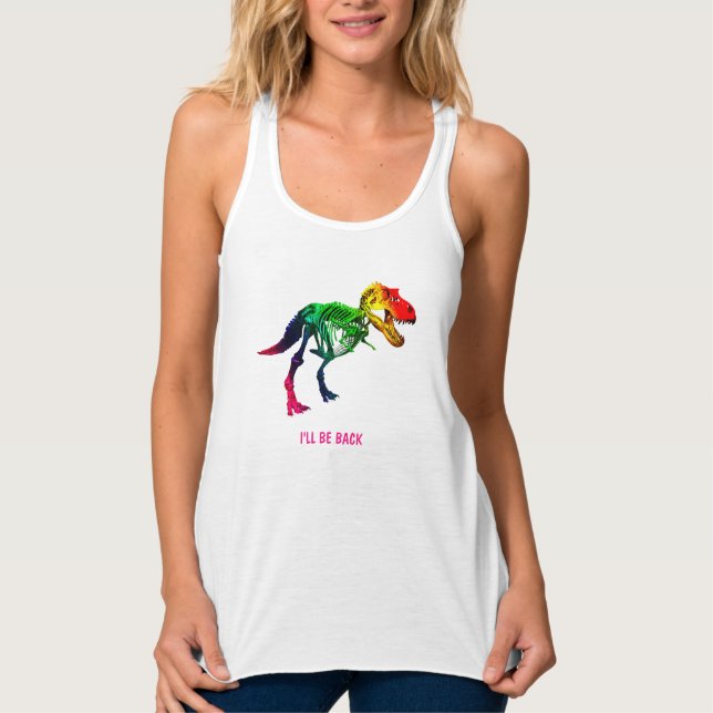 Rainbow T Rex Funny Fossil With Your Name Tank Top (Front)