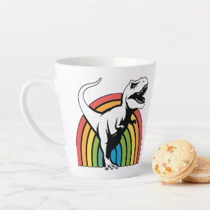 Rainbow T Rex Latte Mug