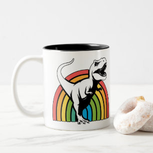 Rainbow T Rex Two-Tone Coffee Mug
