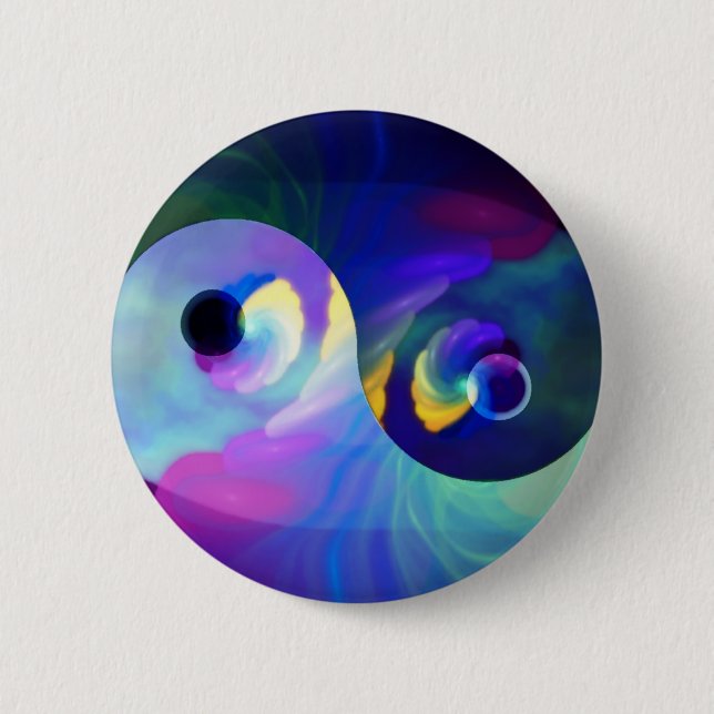 Rainbow Taijitu Yin Yang Pinback Button (Front)