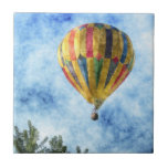 Rainbow Takeoff: Hot Air Balloon In Flight Tile at Zazzle