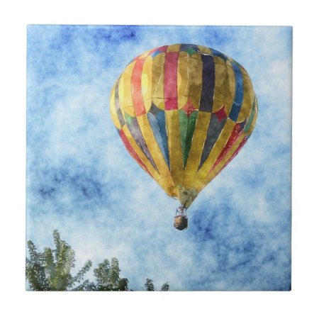 Rainbow Takeoff: Hot Air Balloon In Flight Tile