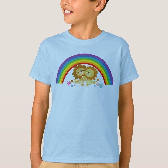 Rainbow Tango-Cute Cartoon Lions Children T-Shirt (Front)