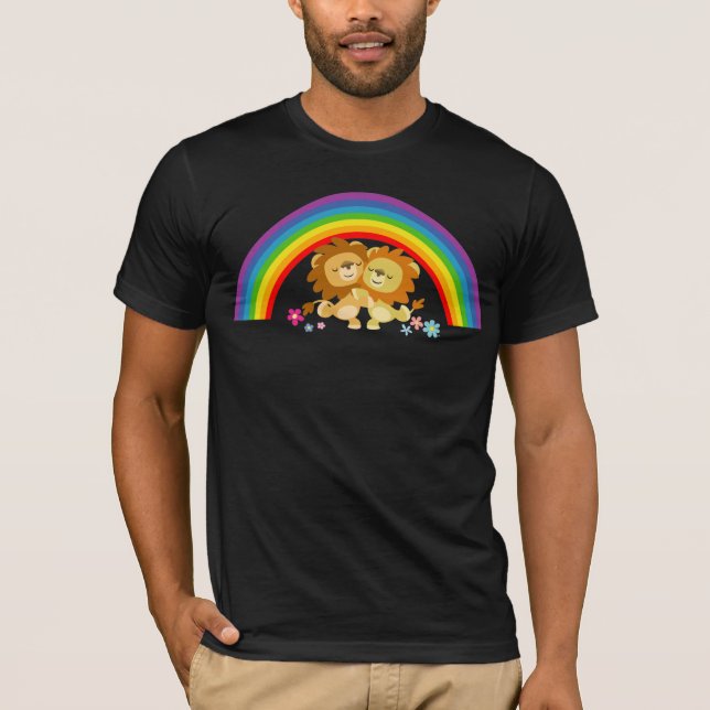 Rainbow Tango-Cute Cartoon Lions T-Shirt (Front)