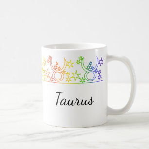 Rainbow Taurus Star Sign Personalized Mug