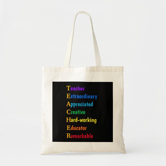Rainbow Teacher Appreciation Tote Bag (Front)