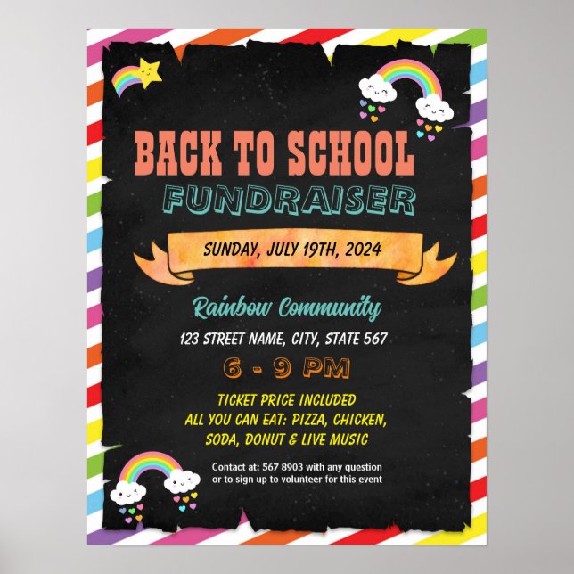 Rainbow teacher back to school flyer poster (Front)