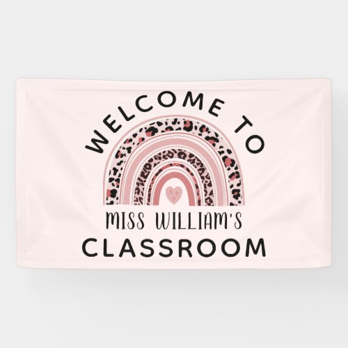 Rainbow Teacher Classroom Pink Welcome Banner