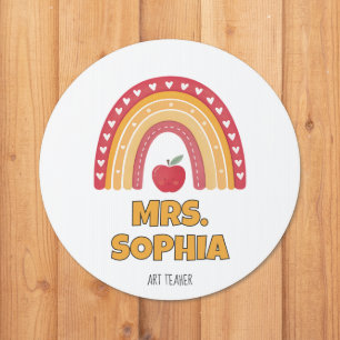 Rainbow Teacher Name Sticker – Personalized Label Sign