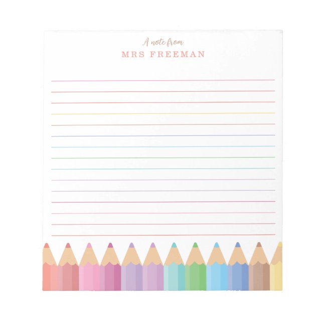 Rainbow Teacher Personalized Notepad (Front)