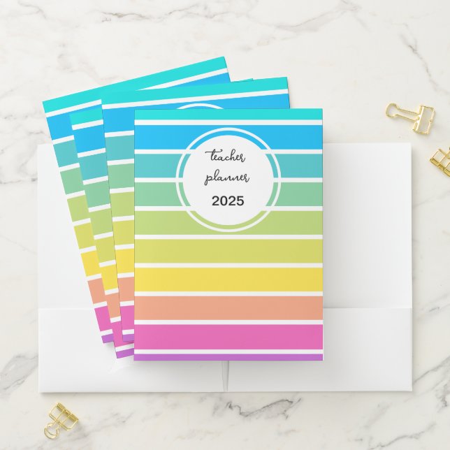 Rainbow Teacher Planner Title Pocket Folder (In Situ)