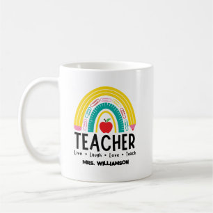 Rainbow Teacher School Supplies Coffee Mug