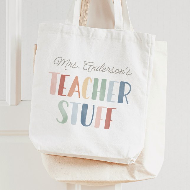 Rainbow Teacher Stuff Teacher Appreciate Gift Tote Bag (Creator Uploaded)