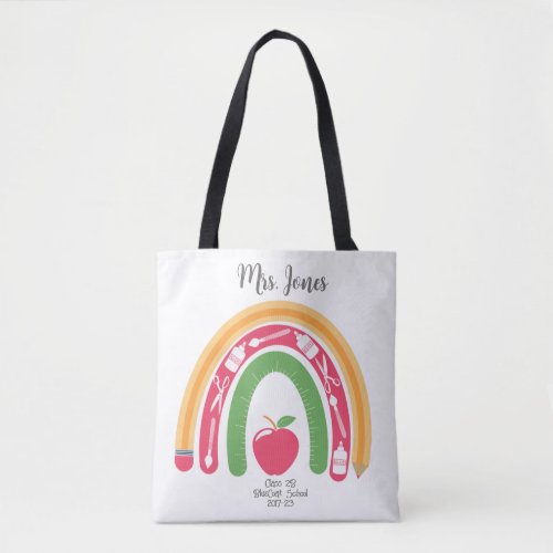 rainbow Teacher thank you stationery pencil ruler  Tote Bag