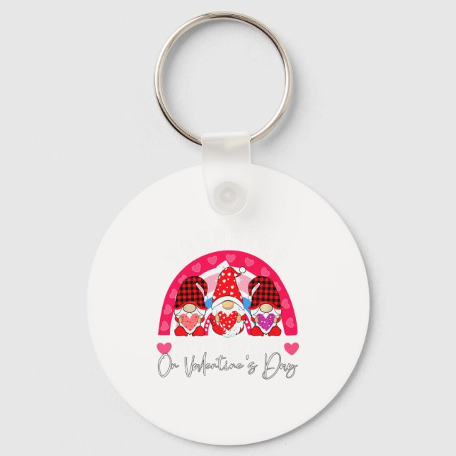 Rainbow Teaching 12th Grade On Valentines Day Tea  Keychain (Front)