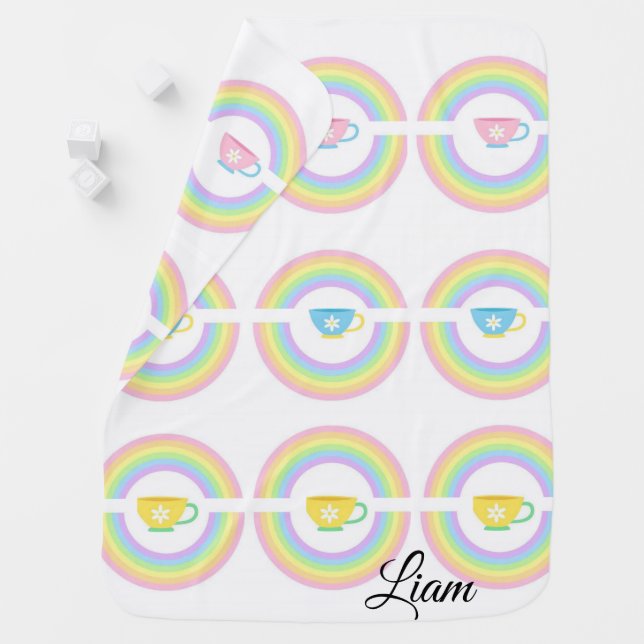 Rainbow Teacups Blanket (In Situ)