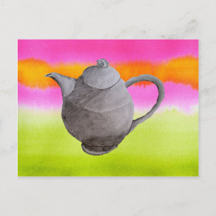 Rainbow Teapot arty tea party Invitation Postcard