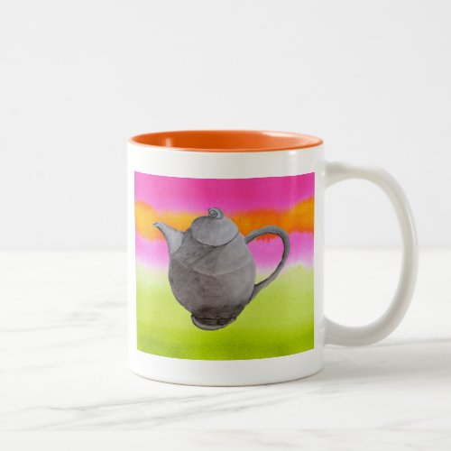 Rainbow Teapot arty tea party Two_Tone Coffee Mug