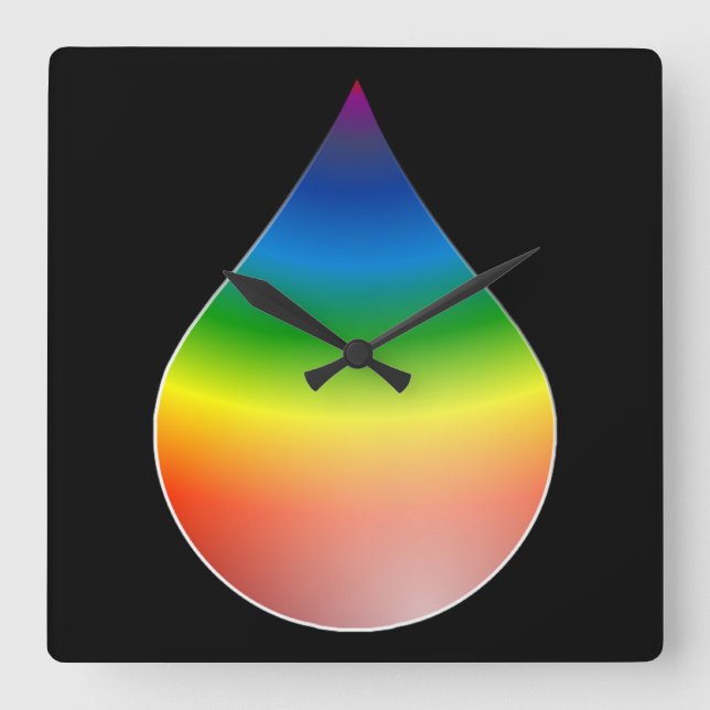 RAINBOW TEARDROP SQUARE WALL CLOCK (Front)
